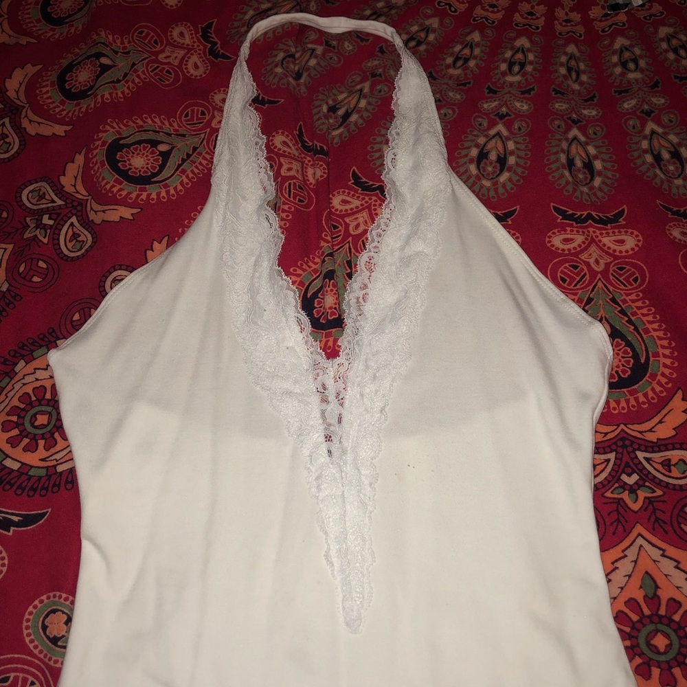 White halter bodysuit
